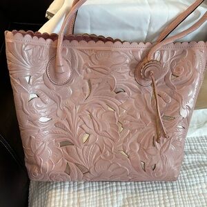 Patricia Nash Estella Tote with Scalloped TrimLight Pink with Rose Gold Hardware